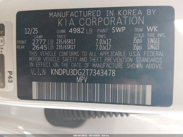 KNDPU3DG2T7343478 KIA Sportage Hybrid Lx