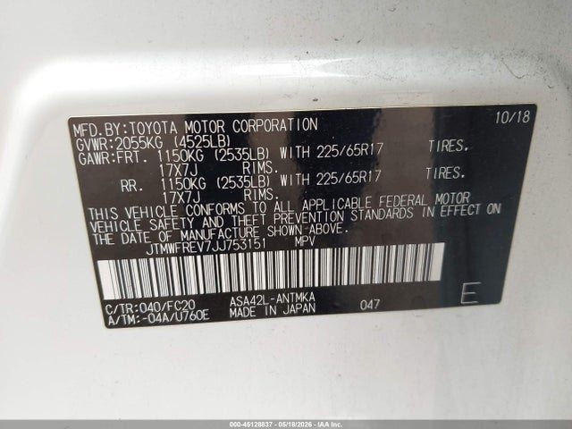Toyota Rav4 Xle 2018 JTMWFREV7JJ753151 Image 9