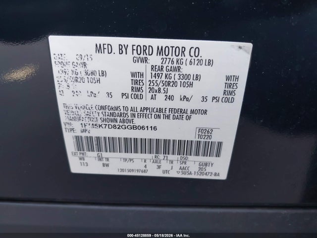 Продажа на аукционе авто 2016 Ford Explorer Xlt, vin: 1FM5K7D82GGB06116, номер лота: 45128859