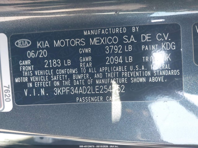 KIA Forte Gt-line 2020 3KPF34AD2LE254752 Image 9
