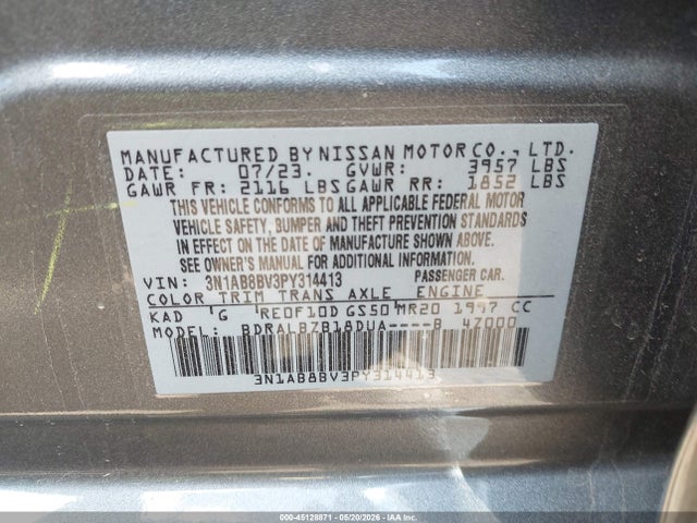 Nissan Sentra S Xtronic Cvt 2023 3N1AB8BV3PY314413 Image 9