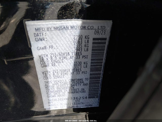 45128885 :رقم المزاد ، 5N1DL1ESXRC336254 vin ، 2024 Infiniti Qx60 Pure Awd مزاد بيع