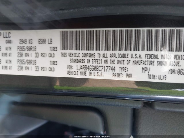 Aukcja sprzedaży 2011 Jeep Grand Cherokee Laredo, vin: 1J4RR4GG0BC717744, numer aukcji: 45128888