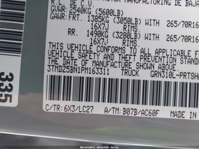 45128913 :رقم المزاد ، 3TMDZ5BN1PM163311 vin ، 2023 Toyota Tacoma Trd Off Road مزاد بيع