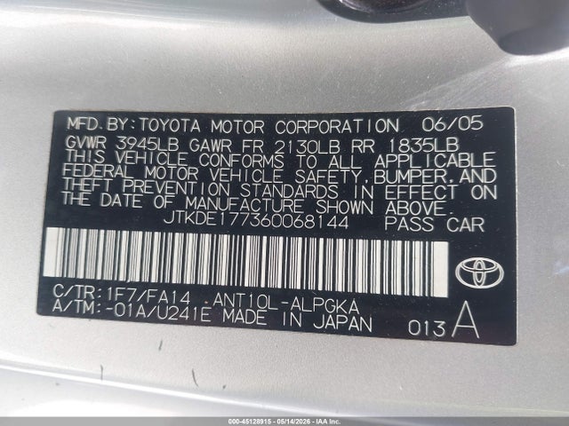 Aukcja sprzedaży 2006 Scion Tc, vin: JTKDE177360068144, numer aukcji: 45128915