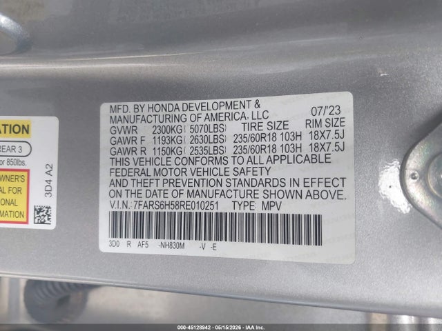 7FARS6H58RE010251 Honda Cr-v Hybrid Sport