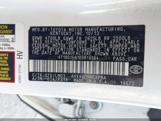 4T1BD1EB1EU018984 Toyota Avalon Hybrid Limited