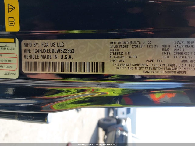 1C4HJXEG8LW322353 Jeep Wrangler Unlimited High Altitude 4x4