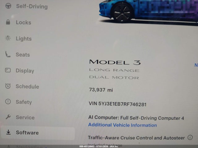 Продажа на аукционе авто 2024 Tesla Model 3 Long Range Dual Motor All-wheel Drive, vin: 5YJ3E1EB7RF746281, номер лота: 45128982