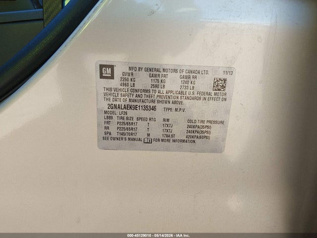 Chevrolet EQUINOX LS 2014 2GNALAEK9E1135346 Image 9