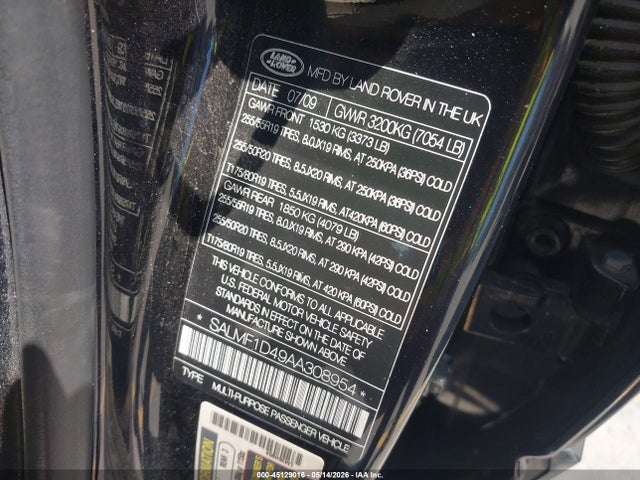 Aukcja sprzedaży 2010 Land Rover Range Rover Hse, vin: SALMF1D49AA308954, numer aukcji: 45129016