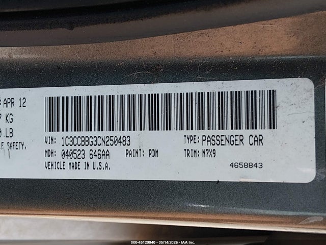 Продаж на аукціоні авто 2012 Chrysler 200 Touring, vin: 1C3CCBBG3CN250483, номер лоту: 45129040