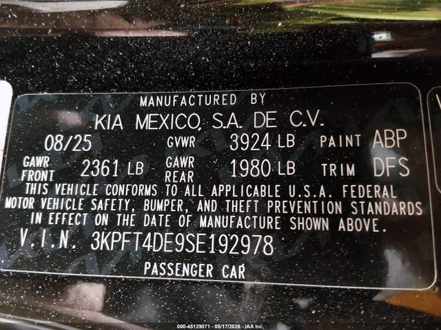 KIA K4 Lxs 2025 3KPFT4DE9SE192978 Image 9