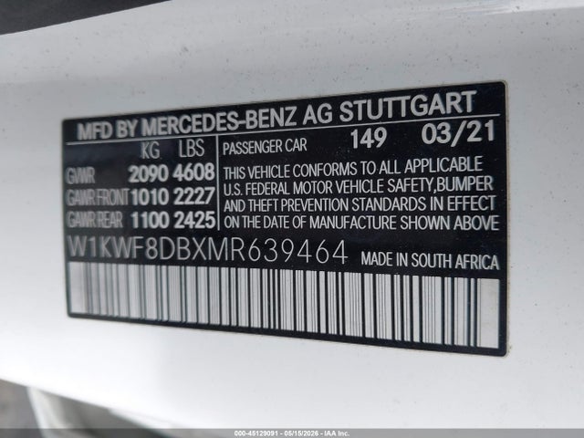W1KWF8DBXMR639464 Mercedes-Benz C 300 Sedan