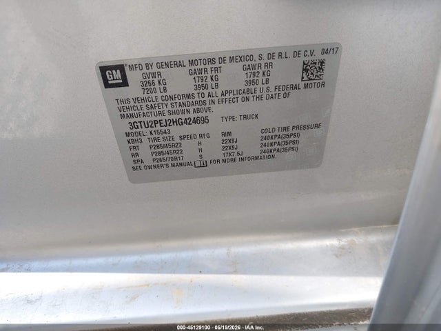 Aukcja sprzedaży 2017 Gmc Sierra 1500 Denali, vin: 3GTU2PEJ2HG424695, numer aukcji: 45129100
