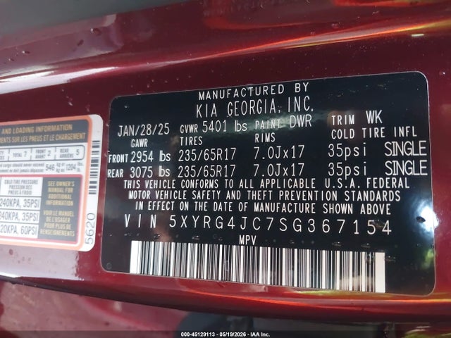 KIA SORENTO LX 2025 5XYRG4JC7SG367154 Image 9