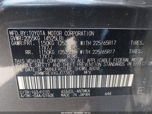JTMWFREVXGJ073821 Toyota Rav4 Xle