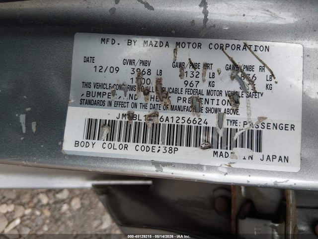 Aukcja sprzedaży 2010 Mazda Mazda3 I Touring, vin: JM1BL1SG6A1256624, numer aukcji: 45129215