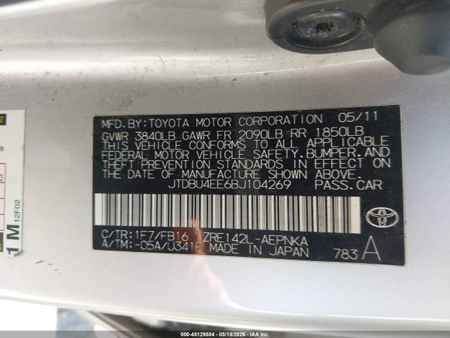 Продажа на аукционе авто 2011 Toyota Corolla Le, vin: JTDBU4EE6BJ104269, номер лота: 45129504