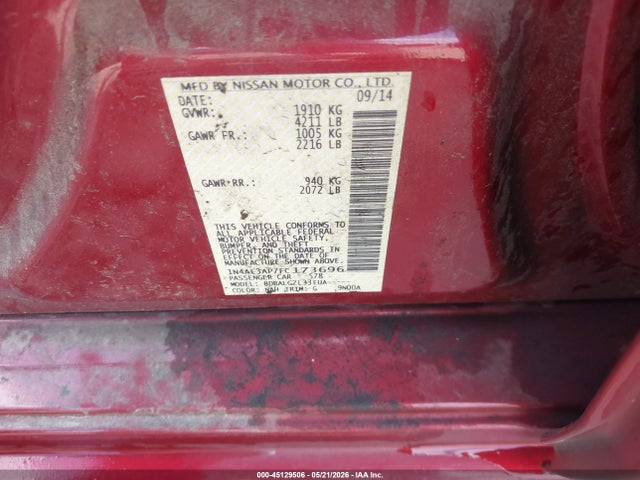 Nissan Altima 2.5 S 2015 1N4AL3AP7FC173696 Image 9