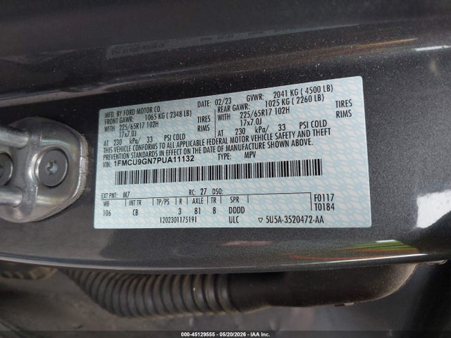 Aukcja sprzedaży 2023 Ford Escape Active, vin: 1FMCU9GN7PUA11132, numer aukcji: 45129555