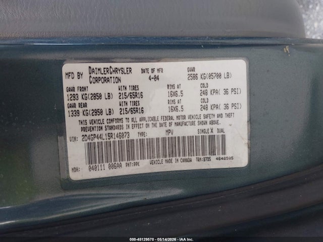 Aukcja sprzedaży 2005 Dodge Grand Caravan Sxt, vin: 2D4GP44L15R146073, numer aukcji: 45129570