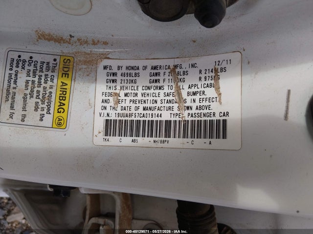 Aukcja sprzedaży 2012 Acura Tl 3.5, vin: 19UUA8F57CA019144, numer aukcji: 45129571