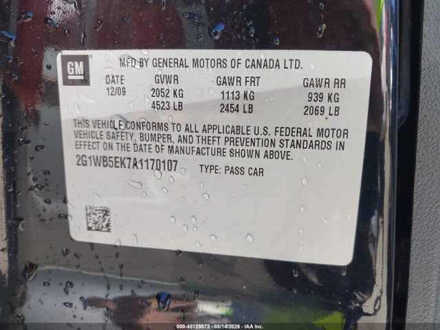 Продаж на аукціоні авто 2010 Chevrolet Impala Lt, vin: 2G1WB5EK7A1170107, номер лоту: 45129573