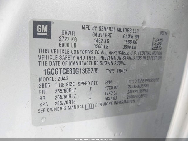 1GCGTCE30G1363705 Chevrolet Colorado Lt