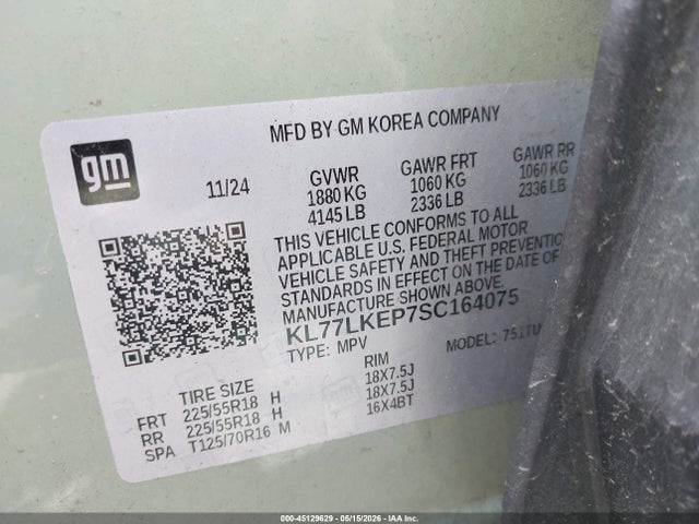 Aukcja sprzedaży 2025 Chevrolet Trax Fwd Activ, vin: KL77LKEP7SC164075, numer aukcji: 45129629