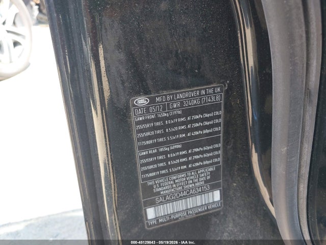 Aukcja sprzedaży 2012 Land Rover Lr4, vin: SALAG2D44CA634153, numer aukcji: 45129843