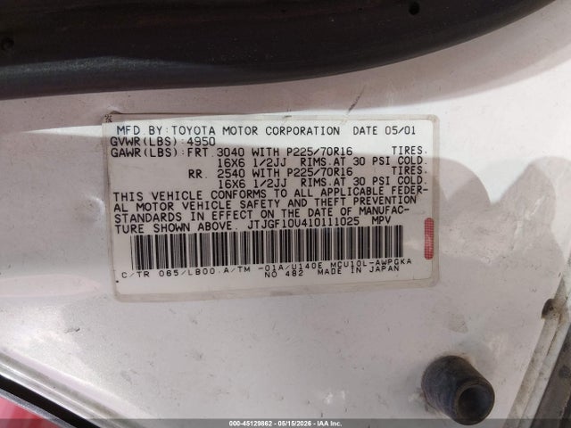 Продаж на аукціоні авто 2001 Lexus Rx 300, vin: JTJGF10U410111025, номер лоту: 45129862