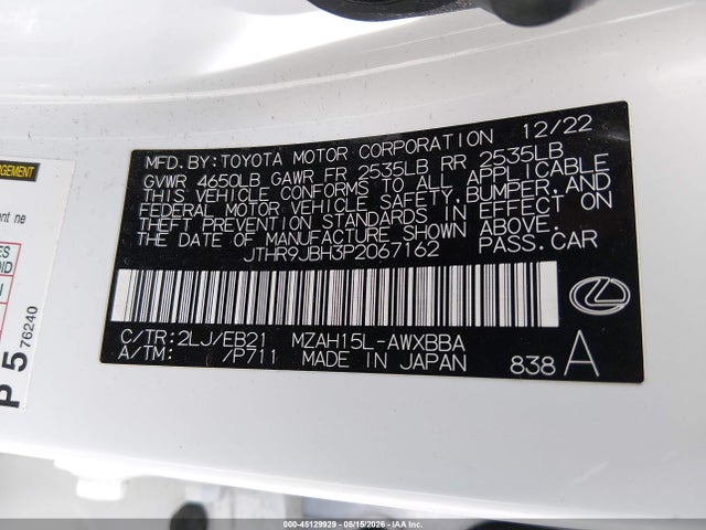 Продажа на аукционе авто 2023 Lexus Ux 250h F Sport Handling, vin: JTHR9JBH3P2067162, номер лота: 45129929