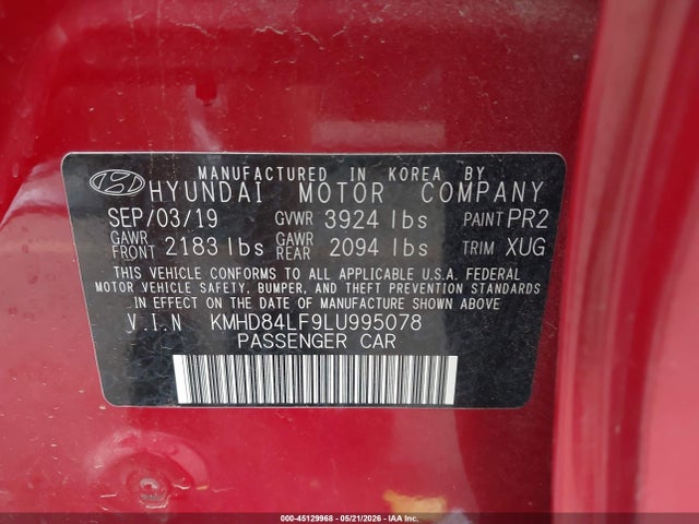 Hyundai Elantra Value Edition 2020 KMHD84LF9LU995078 Image 9