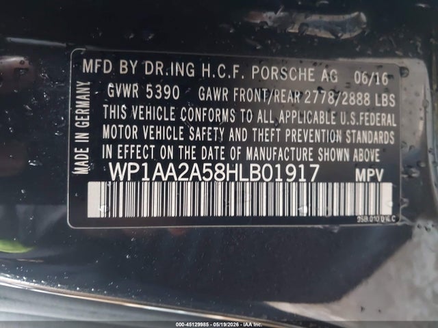 Продажа на аукционе авто 2017 Porsche Macan, vin: WP1AA2A58HLB01917, номер лота: 45129985