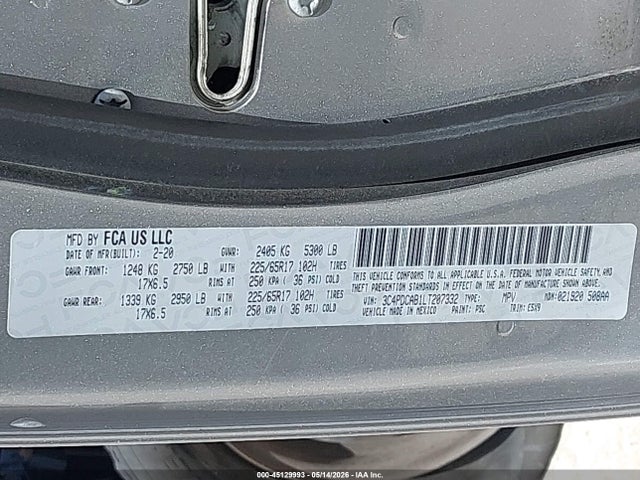 2020 Dodge Journey Se Value მანქანა იყიდება აუქციონზე, vin: 3C4PDCAB1LT207332, აუქციონის ნომერი: 45129993