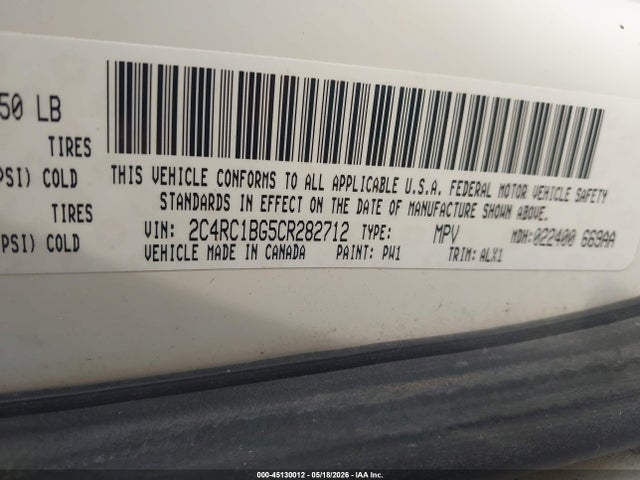 45130012 :رقم المزاد ، 2C4RC1BG5CR282712 vin ، 2012 Chrysler Town & Country Touring مزاد بيع