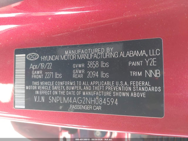 Hyundai ELANTRA SEL 2022 5NPLM4AG2NH084594 Image 9