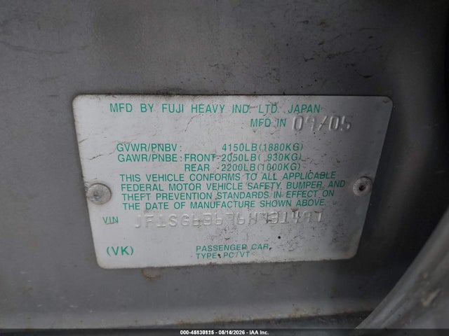 2006 Subaru Forester 2.5x მანქანა იყიდება აუქციონზე, vin: JF1SG63676H731497, აუქციონის ნომერი: 45130115