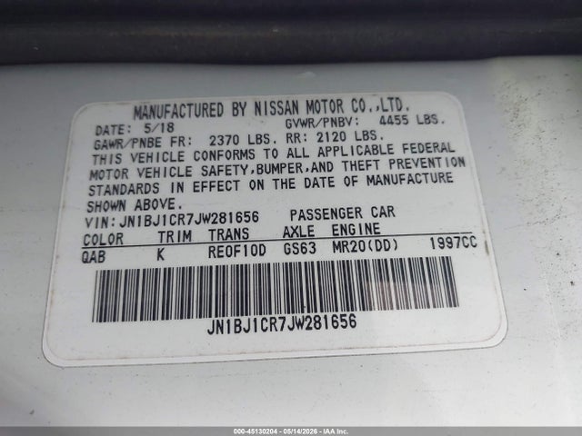 Продажа на аукционе авто 2018 Nissan Rogue Sport Sv, vin: JN1BJ1CR7JW281656, номер лота: 45130204