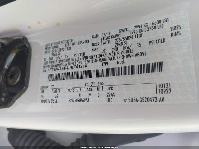 Ford F-150 Xl 2018 1FTEW1EP4JKF41218 Image 9