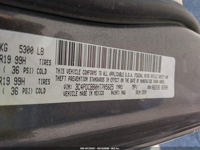 Aukcja sprzedaży 2017 Dodge Journey Sxt, vin: 3C4PDCBB0HT705625, numer aukcji: 45130351