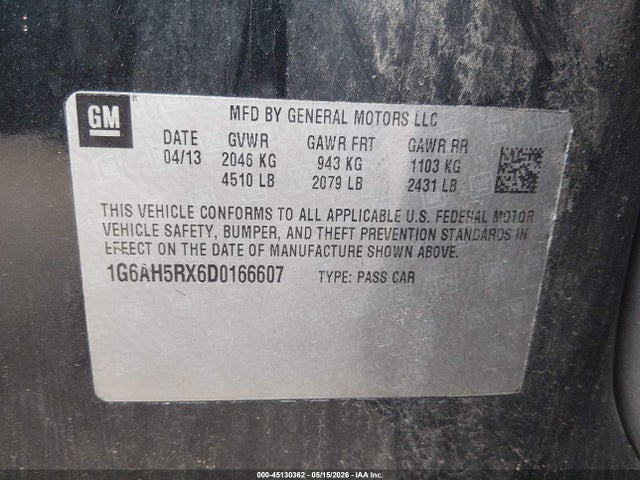 Aukcja sprzedaży 2013 Cadillac Ats Luxury, vin: 1G6AH5RX6D0166607, numer aukcji: 45130362