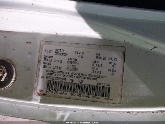Aukcja sprzedaży 1995 Dodge Ram Van B1500, vin: 2B7GB11Y6SK559878, numer aukcji: 45130375