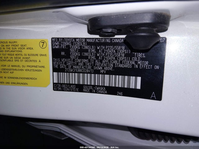 Aukcja sprzedaży 2008 Lexus Rx 350, vin: 2T2GK31U88C028413, numer aukcji: 45130380
