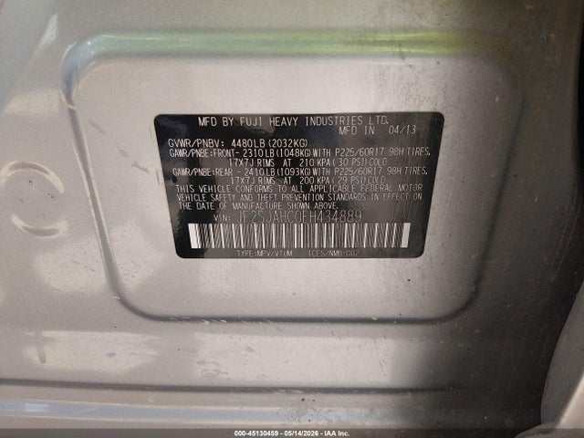 Aukcja sprzedaży 2014 Subaru Forester 2.5i Limited, vin: JF2SJAHC0EH434889, numer aukcji: 45130459