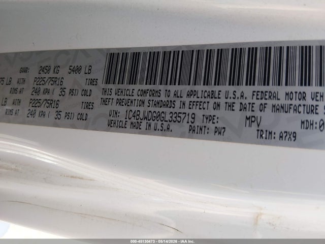 Продаж на аукціоні авто 2016 Jeep Wrangler Unlimited Sport, vin: 1C4BJWDG0GL335719, номер лоту: 45130473