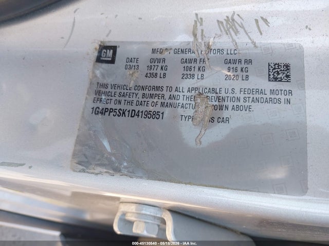 Продажа на аукционе авто 2013 Buick Verano, vin: 1G4PP5SK1D4195851, номер лота: 45130540