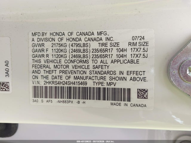 Aukcja sprzedaży 2025 Honda Cr-v Lx Awd, vin: 2HKRS4H24SH415469, numer aukcji: 45130633