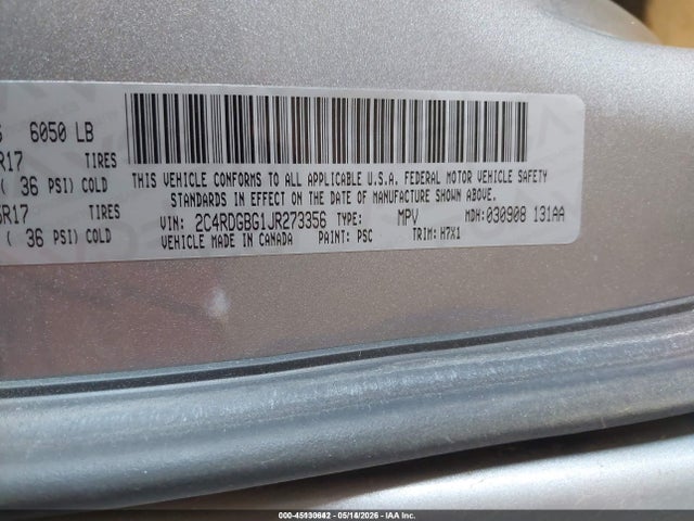 Dodge Grand Caravan Se 2018 2C4RDGBG1JR273356 Image 9